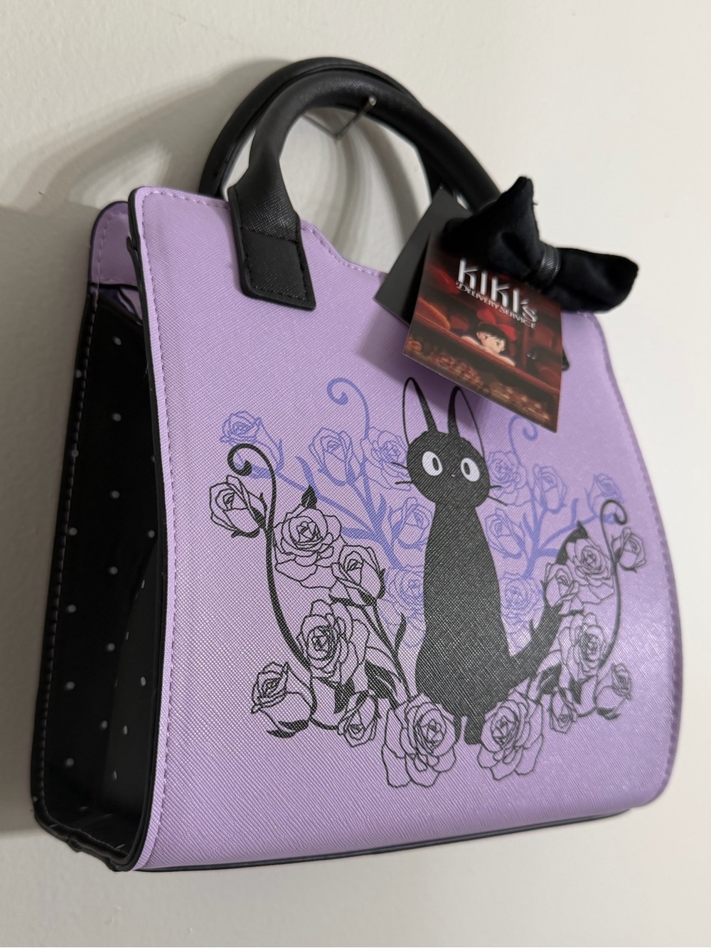 Studio Ghibli Kiki's Delivery Service Jiji Bow Floral Mini Satchel Bag - Picture 3 of 8